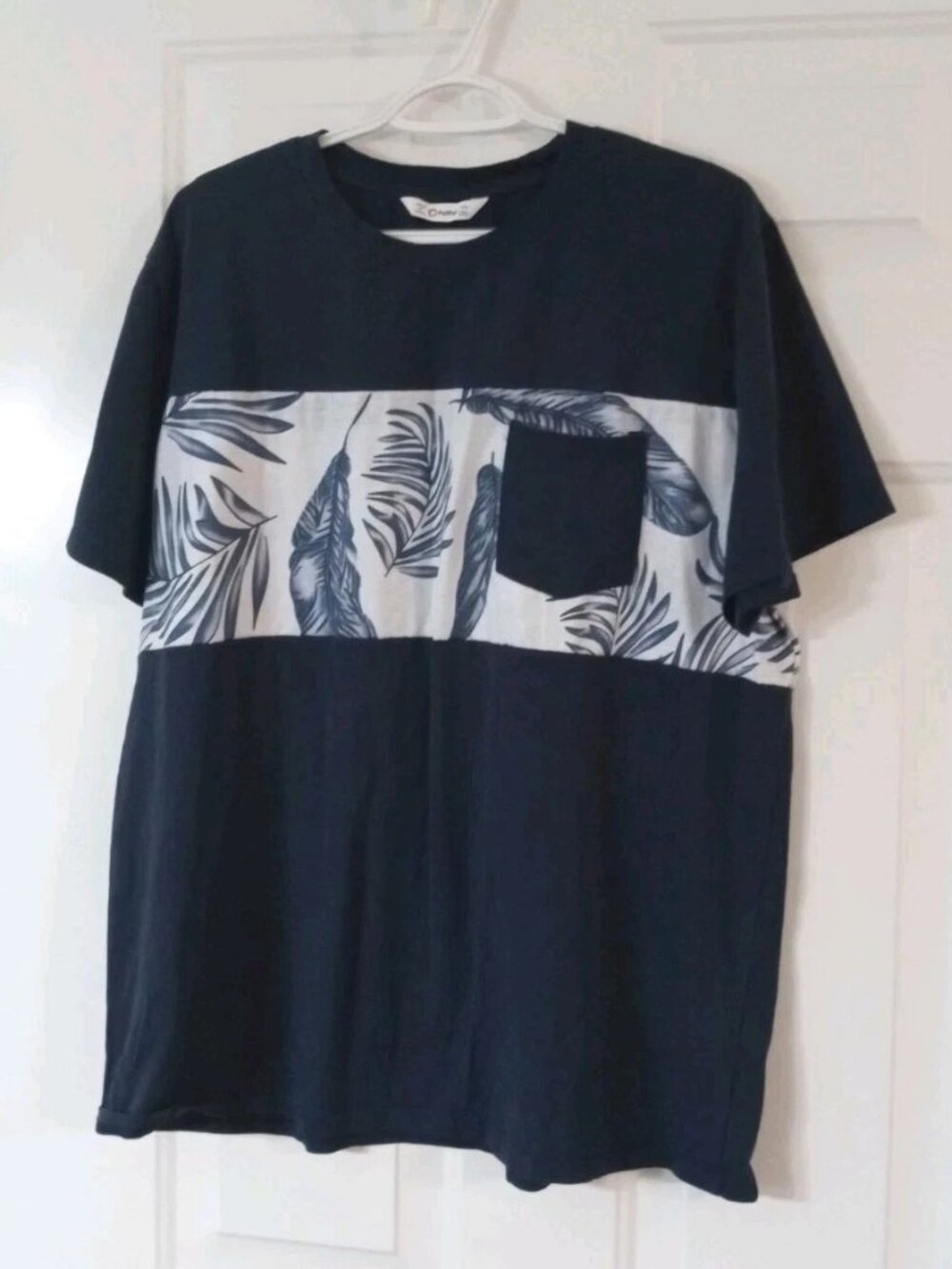 Pat Pat T-Shirt Men's 2XL Blue Hawaiian Style Short Sleeve Round Neck Casual Tee